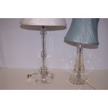 2 Table lamps, 1 being glass