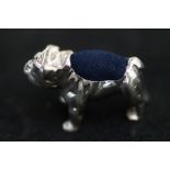 Silver bulldog pin cushion