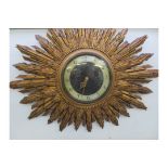 Retro sunburst gilt clock, made in Great Britain,