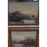 Pair of early 20th century watercolours, lake & mo