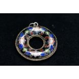 Chinese cloisonne circular enamelled pendant