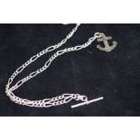 Silver double Albert watch chain