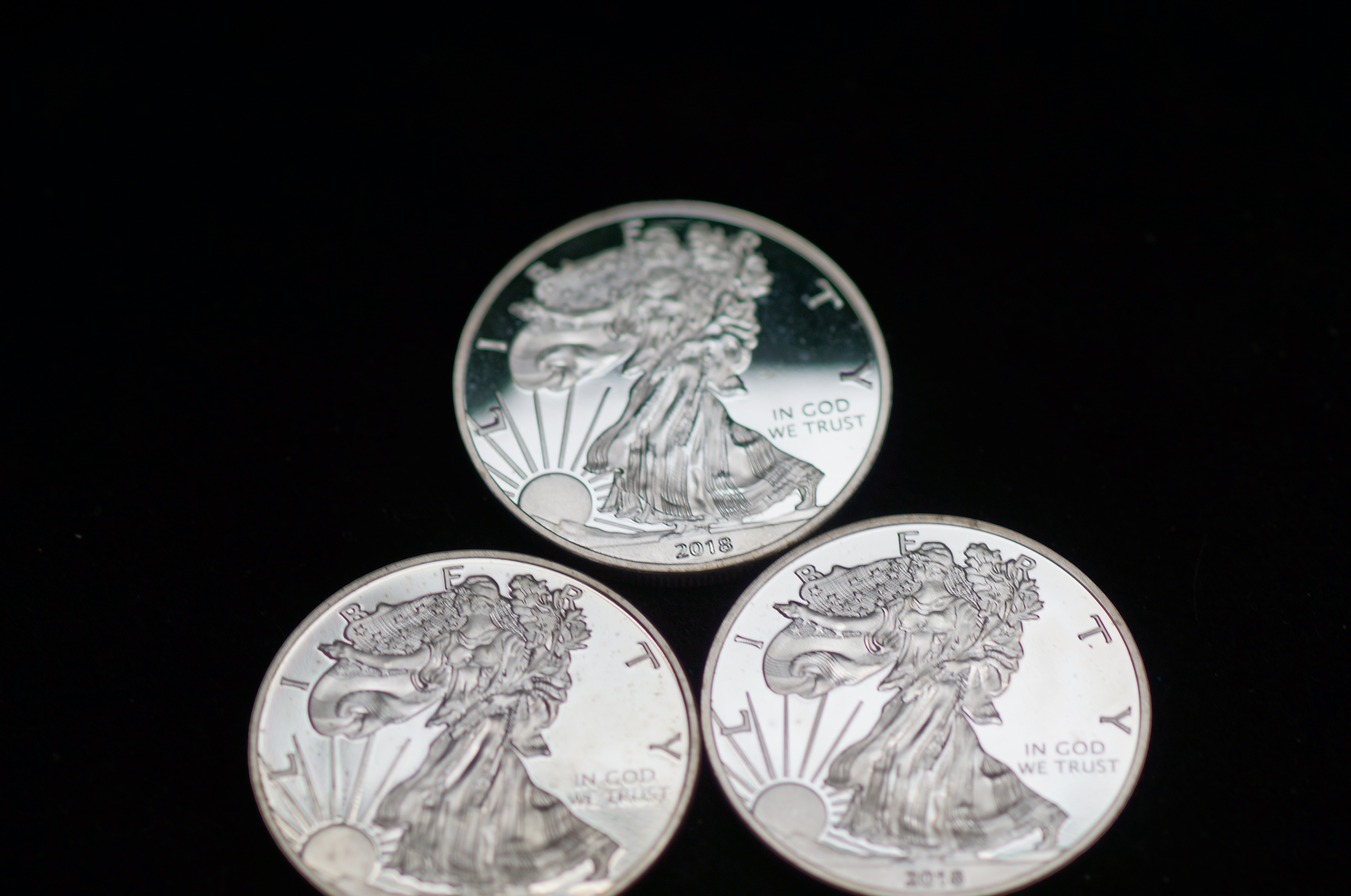 3x USA liberty 1 dollar coins