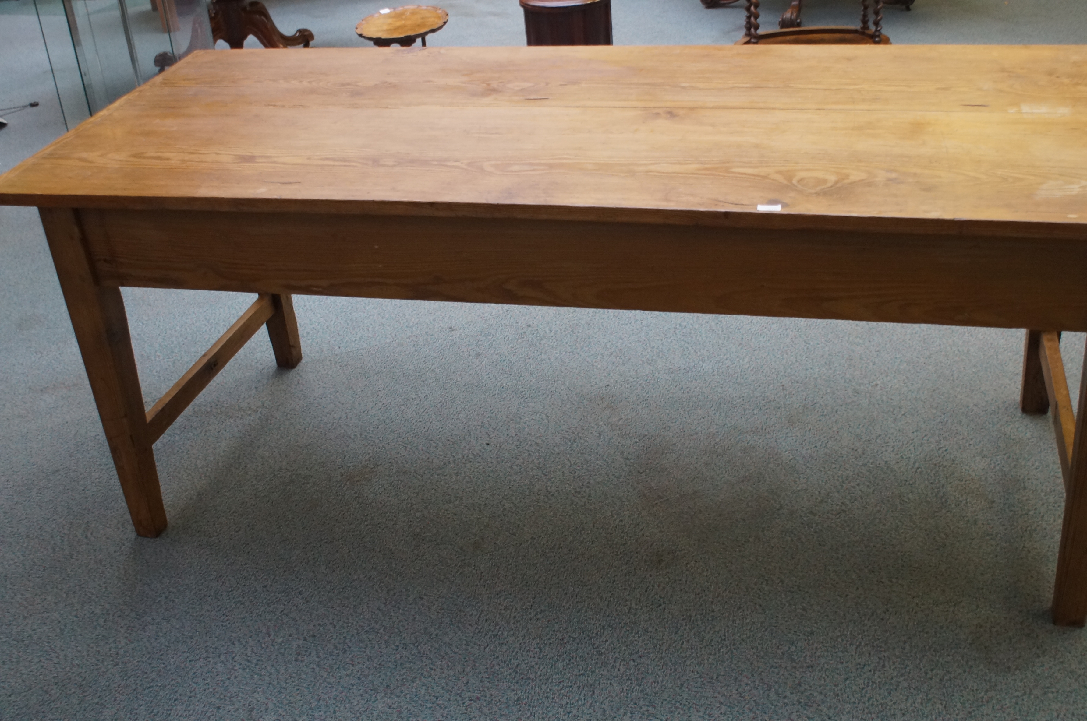 Early Victorian pine, farmhouse table fitted with - Image 2 of 3