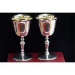 Pair of cased silver goblets hallmarked Newcastle-