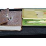 Cross vintage rolled gold pen set & leather bound