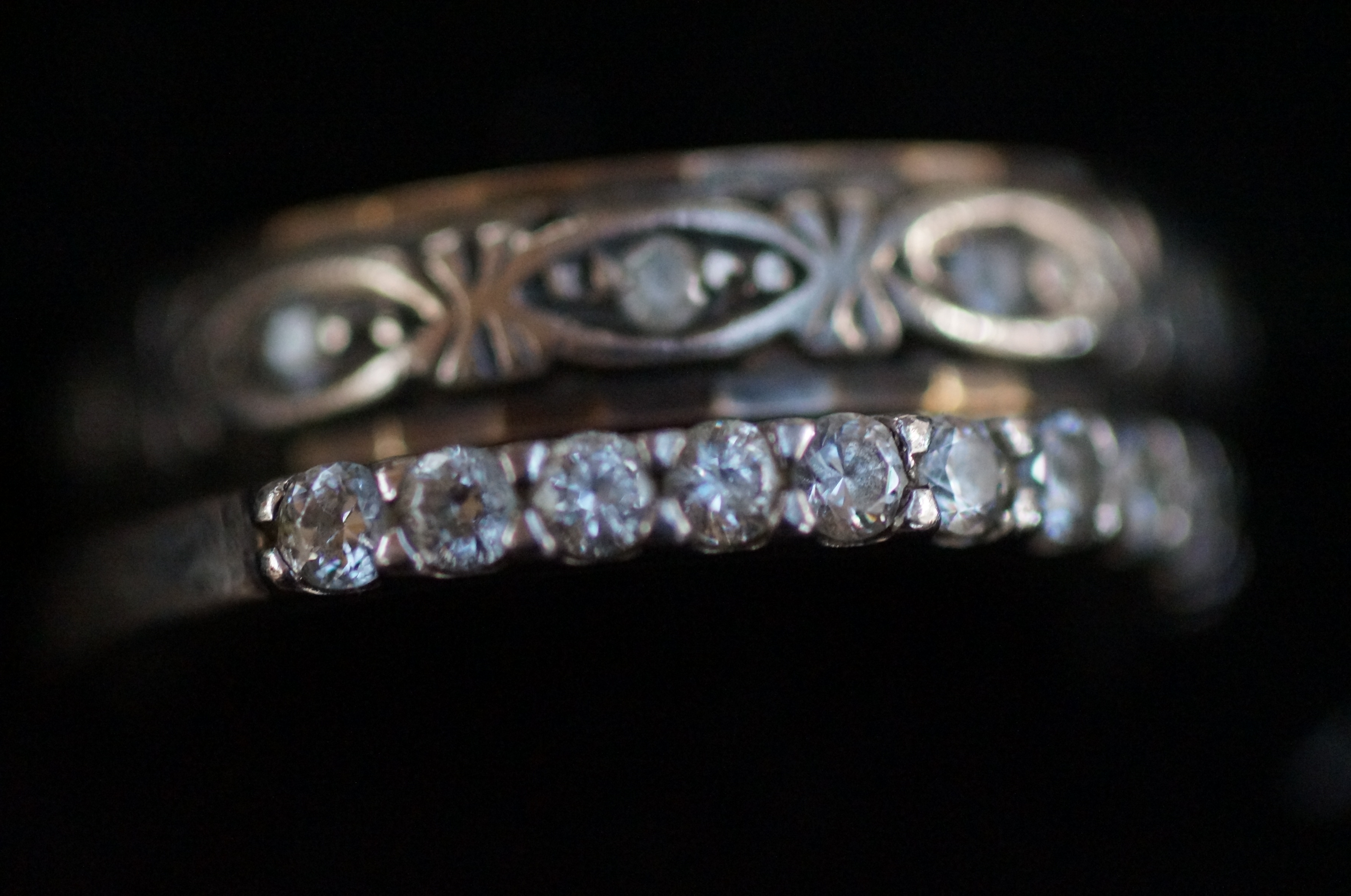 9ct gold and silver eternity ring together with a