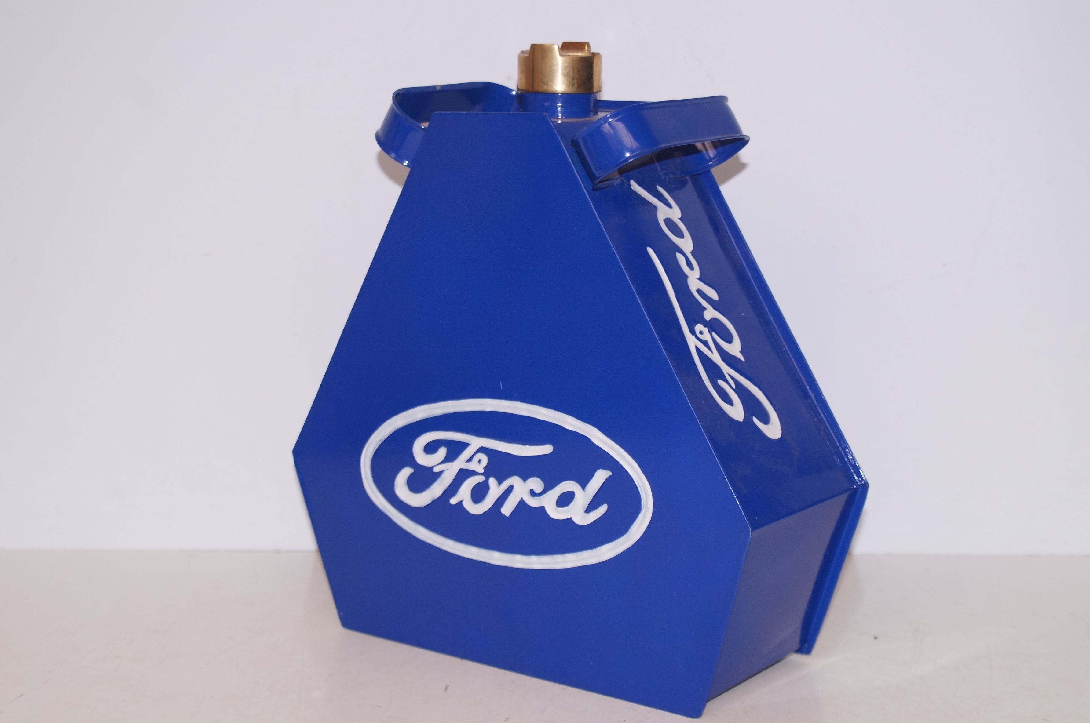 Blue ford petrol can