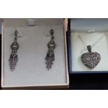 Boxed silver earrings & boxed silver necklace