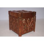 Square copper arts & crafts lidded box Height 13 c