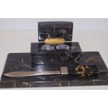 Marble desk set & letter knife