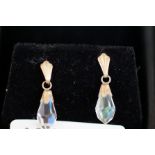 Pair of 9ct Gold crystal drop earrings