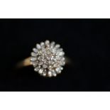 9ct Gold diamond cluster ring Size H