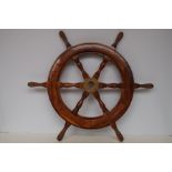 Wooden ships wheel with brass fitting Diameter 70