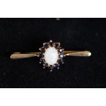 9ct Gold opal & sapphire pin brooch