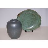 Poole pottery vase & plate