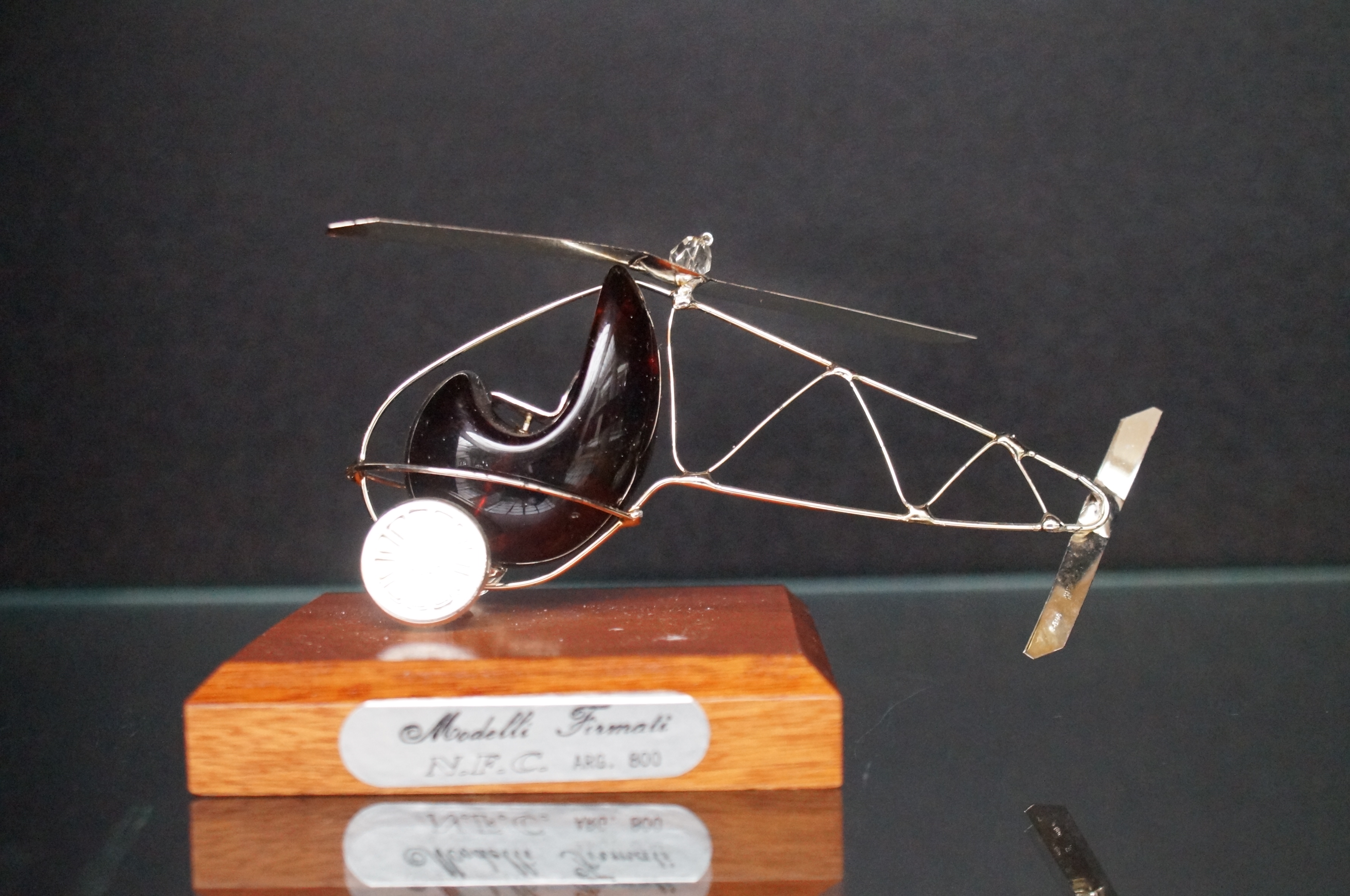 Sterling silver model of a helicopter