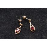 9ct gold earrings set with red stones