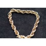 9ct Gold rope bracelet Weight 12.9g