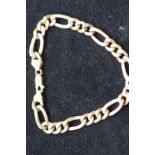 9ct Gold Figaro bracelet Weight 6.6g