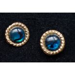 9ct gold earrings set with blue stones