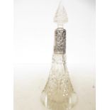 Silver topped perfume bottle with rubbed hallmark