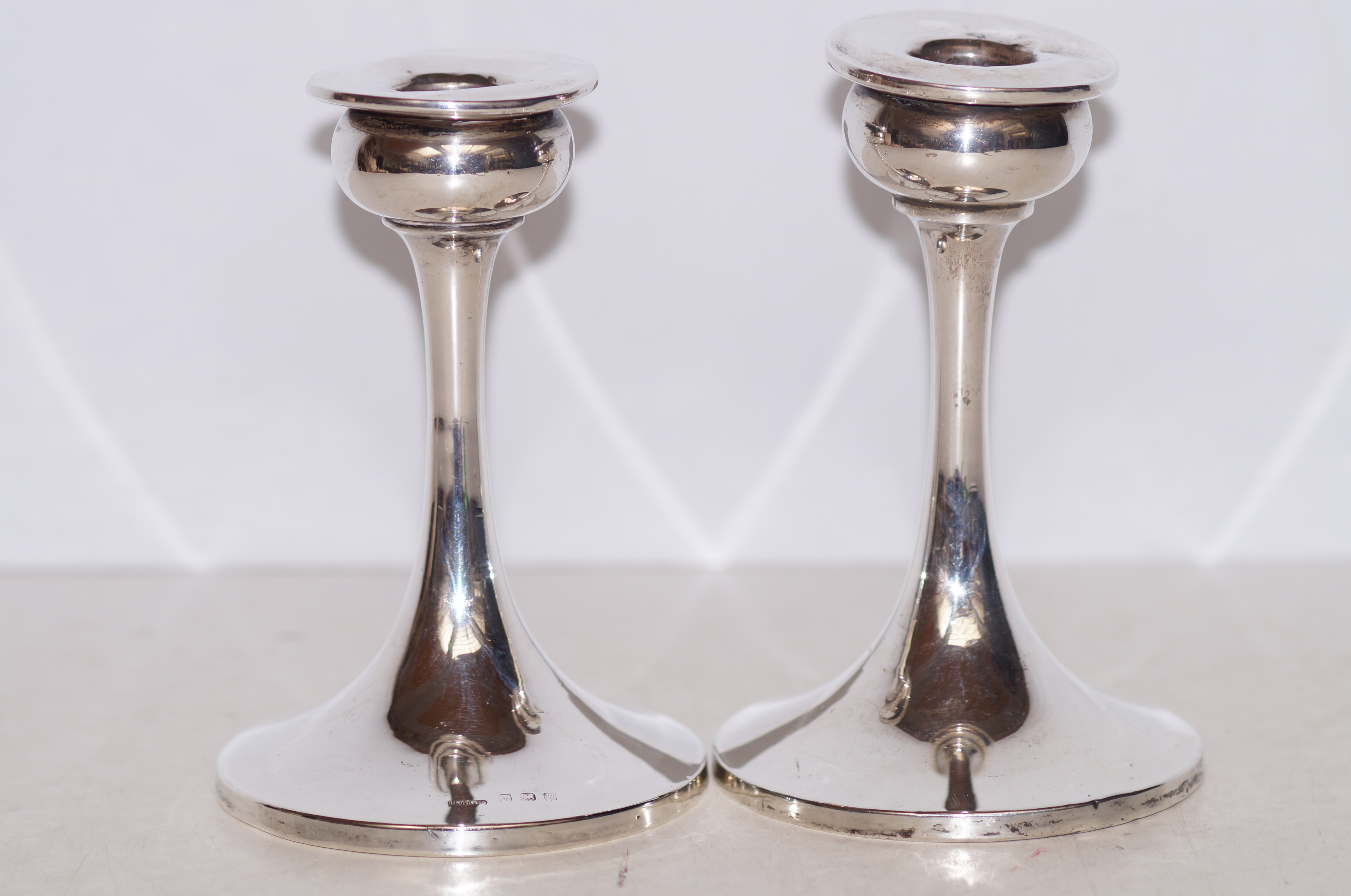 2x Silver candlesticks Birmingham 1921, some bruis