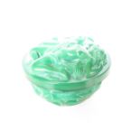 Malachite style lidded pot embossed classical nymp