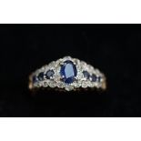 9ct Gold sapphire and diamond ring Size P