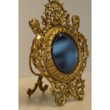 Art Nouveau brass standing mirror