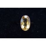 9ct Gold ring set with large citrine stone Size M