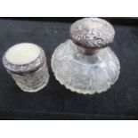 Victorian silver topped bottle & silver lidded jar