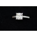 9ct White gold ring set with large princess cut cz