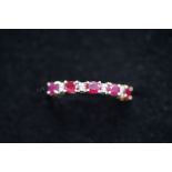 9ct Gold 1/2 eternity set with rubies & diamonds S