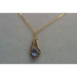 9ct Gold aqua-marine necklace