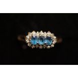 9ct Gold ring set with 18 diamond & 3 topaz Size M