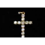 9ct Gold cross pendant set with white stones