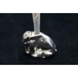 Silver elephant babies rattle mother of pearl