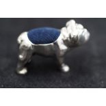 Silver bulldog pin cushion