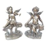 Pair of bronze cherub figures, approx 10kg each He