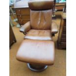 Leather stressless leather arm chair with matching