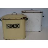 2x Enamelled bread bins