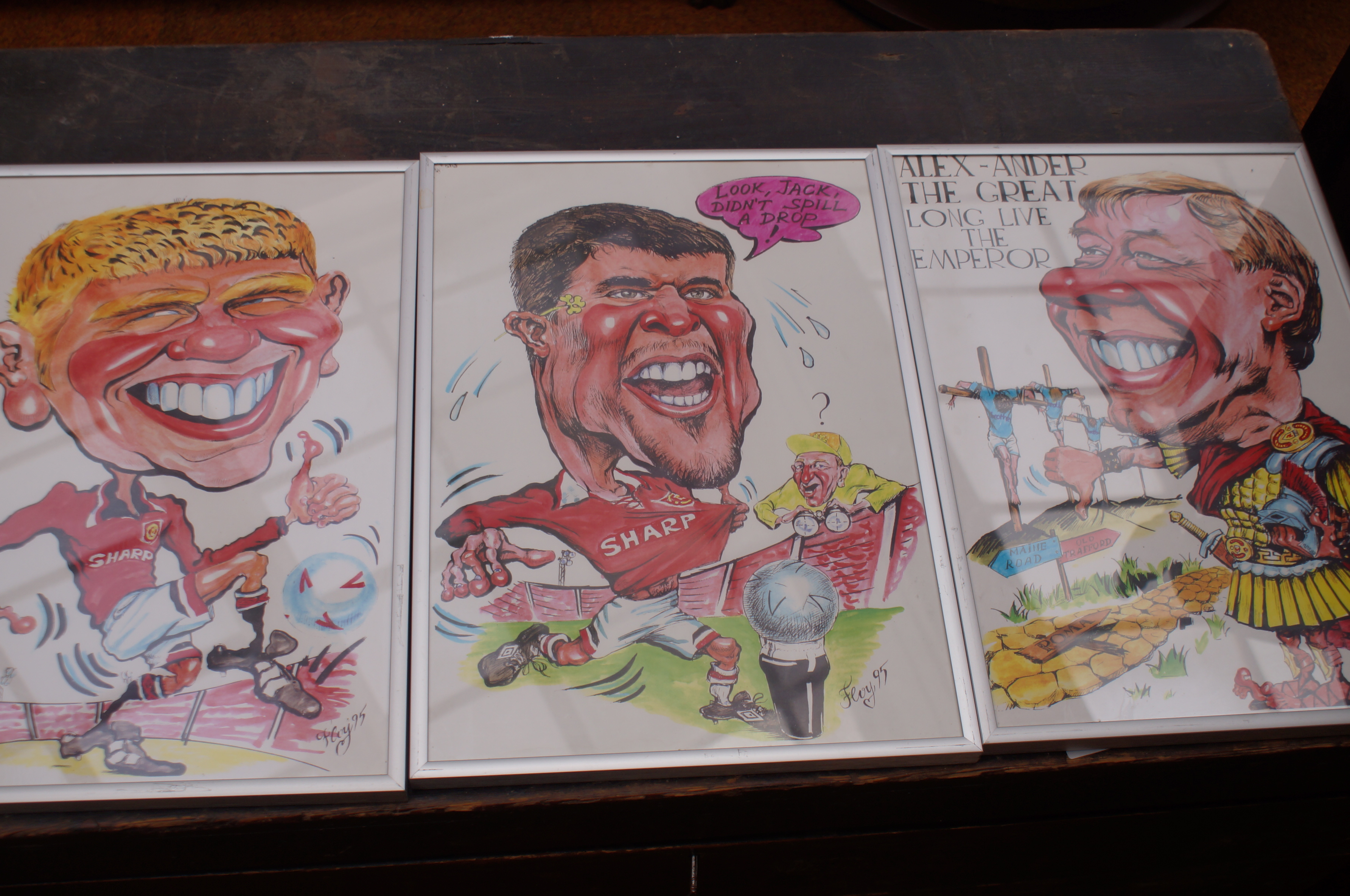 Paul scholes, Roy Kee & Alex Ferguson caricatures,