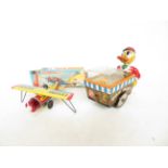 Vintage Tinplate duck & aeroplane