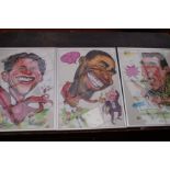 Ryan Giggs, Andy Cole & Eric Cantona caricatures,