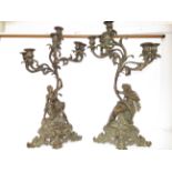 Pair of french bronze candelabras Height 70 cm App