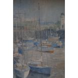 Oil on board Scarborough harbour scene signed Don Micklethwaite