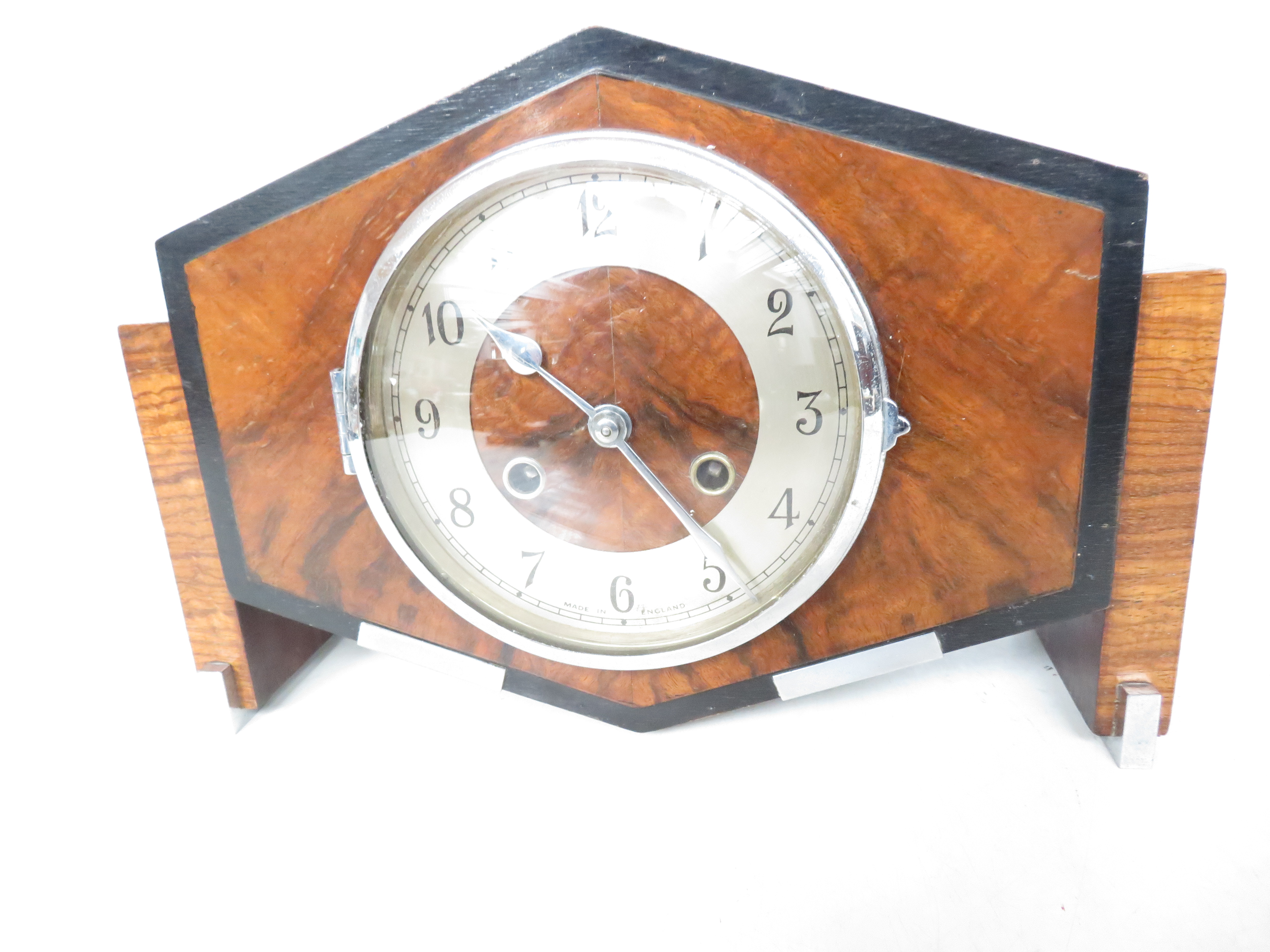 Art deco oak cased mantle clock