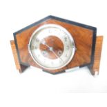 Art deco oak cased mantle clock