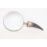 Large round magnifying glass with horn handle